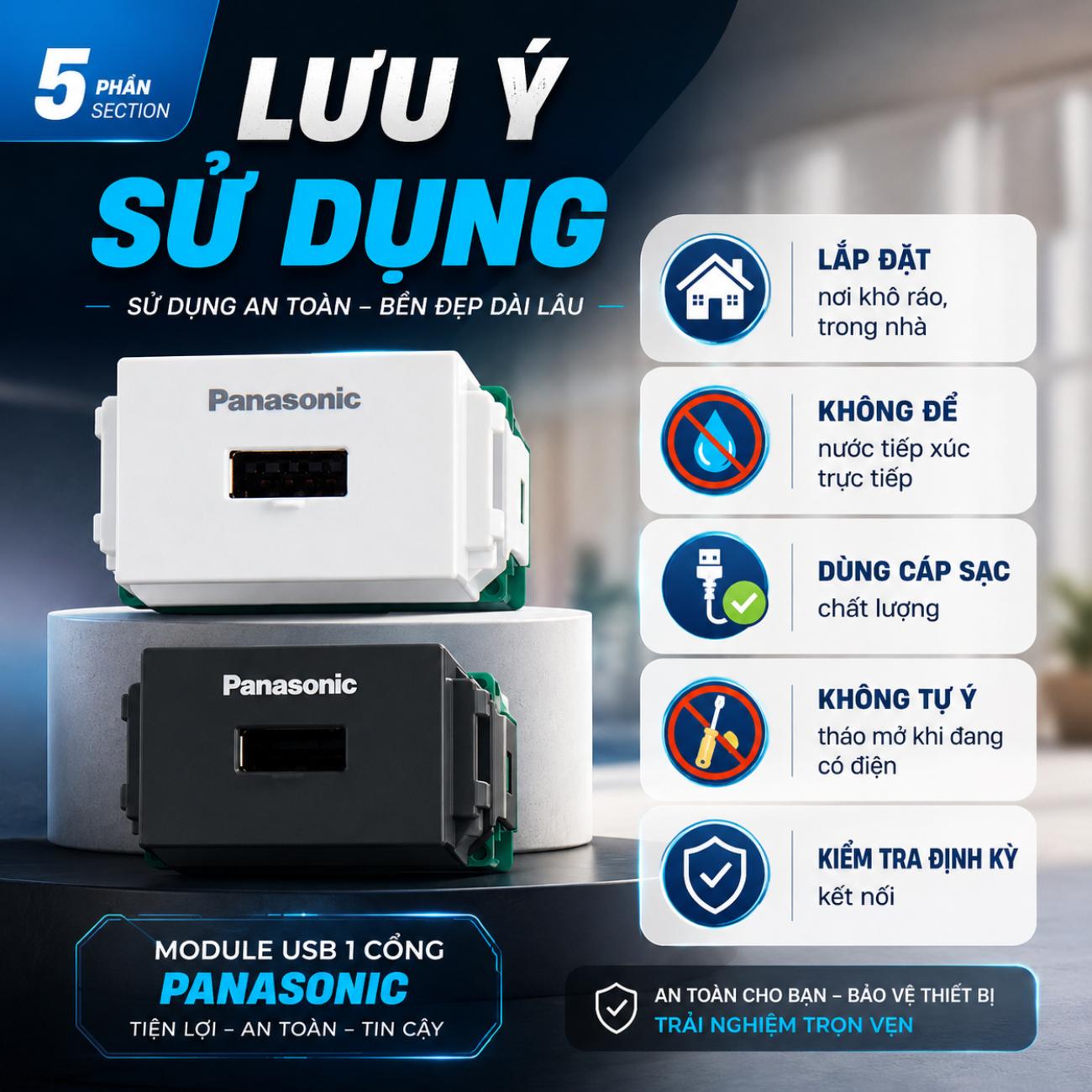 Ổ cắm USB 1 cổng Panasonic WIDE Series